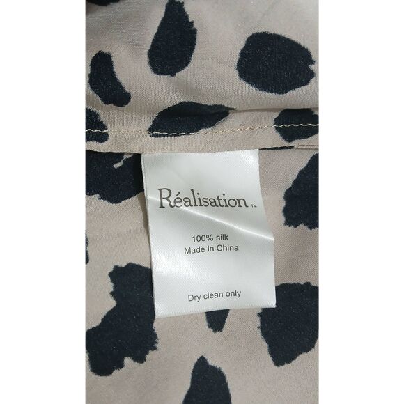 Realisation par womens medium silk skirt leopard tan black midi elastic waist - Picture 8 of 8